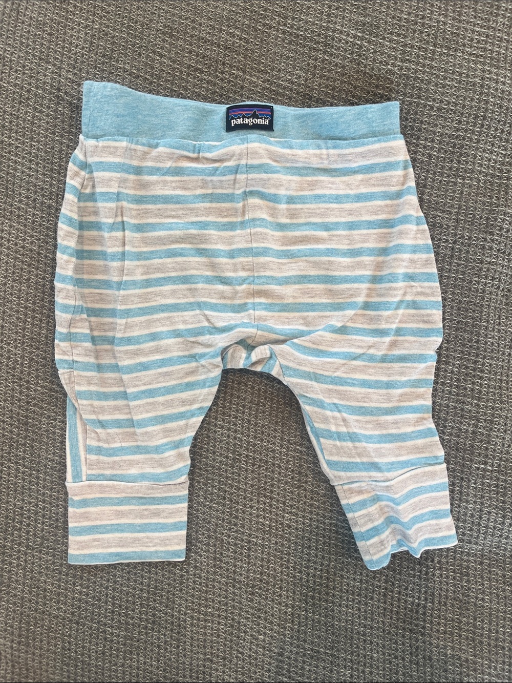Patagonia Light Blue & Cream Striped Baby Leggings